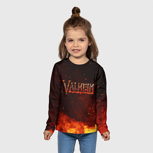 Детский лонгслив Valheim огненный лого / 3D-принт – фото 5