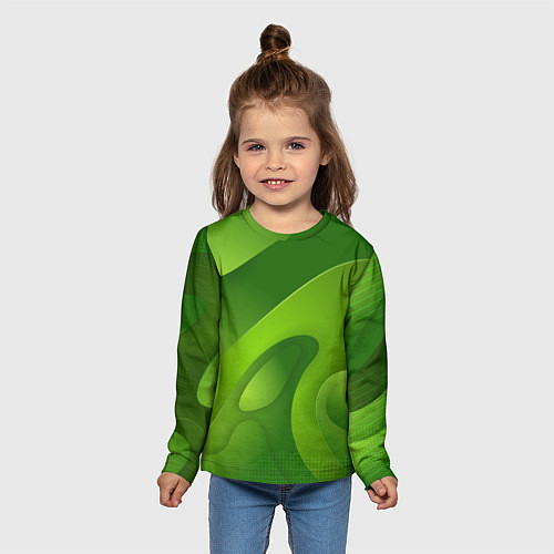 Детский лонгслив 3d Green abstract / 3D-принт – фото 5