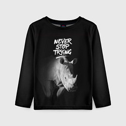 Лонгслив детский Nnever stop trying, цвет: 3D-принт