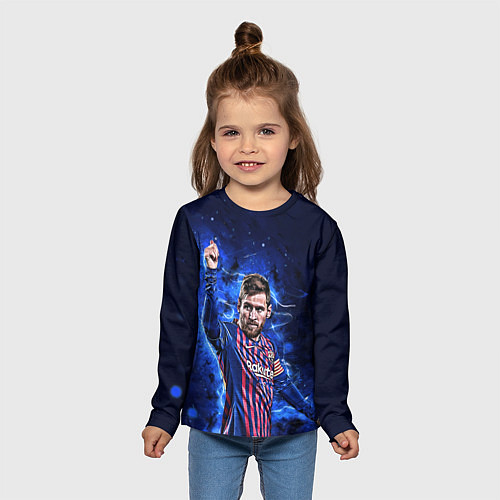 Детский лонгслив Lionel Messi Barcelona 10 / 3D-принт – фото 5