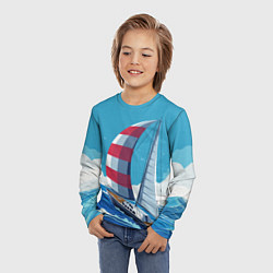 Лонгслив детский ПАРУСНИК В МОРЕ ЛЮБЛЮ МОРЕ Z, цвет: 3D-принт — фото 2