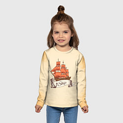 Лонгслив детский Корабль Ship, цвет: 3D-принт — фото 2