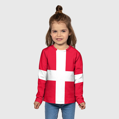 Детский лонгслив Дания Флаг Дании / 3D-принт – фото 5