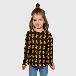 Лонгслив детский Доллар золотой, цвет: 3D-принт — фото 2