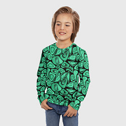 Лонгслив детский Зеленый абстрактный узор, цвет: 3D-принт — фото 2