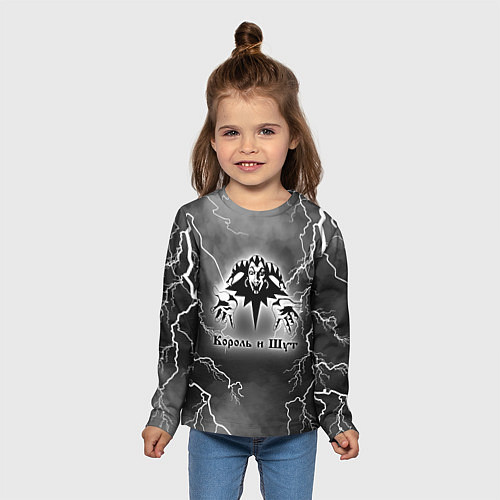 Детский лонгслив КОРОЛЬ И ШУТ МОЛНИЯ / 3D-принт – фото 5