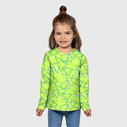 Лонгслив детский Абстрактный неоновый зеленый, цвет: 3D-принт — фото 2