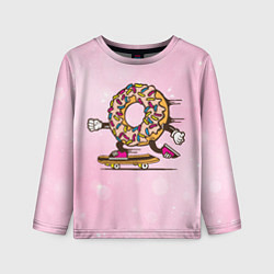 Лонгслив детский Пончик на скейте, цвет: 3D-принт
