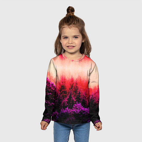 Детский лонгслив КРАСНАЯ ОСЕНЬ / 3D-принт – фото 5