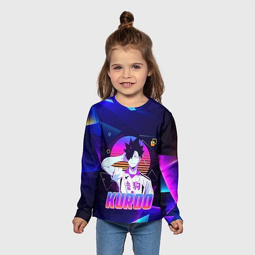 Детский лонгслив КУРОО ТЕЦУРО TETSURO NEON / 3D-принт – фото 5