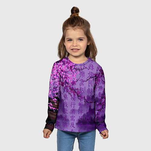 Детский лонгслив Фиолетовый китай / 3D-принт – фото 5