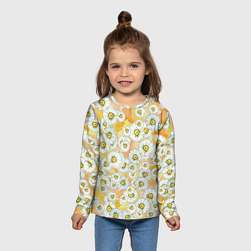 Детский лонгслив Раз - ромашка, два - ромашка / 3D-принт – фото 5