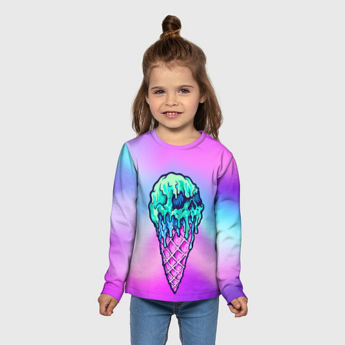 Детский лонгслив Мороженое Ice Scream Череп Z / 3D-принт – фото 5