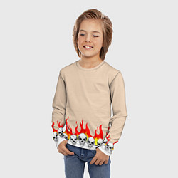 Лонгслив детский Черепа в Огне Бежевый, цвет: 3D-принт — фото 2