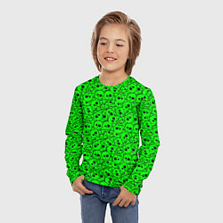 Лонгслив детский Черепа на кислотно-зеленом фоне, цвет: 3D-принт — фото 2