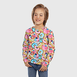 Лонгслив детский Вкусный узор из сладостей, цвет: 3D-принт — фото 2