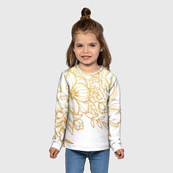 Лонгслив детский Золотые цветы на белом, цвет: 3D-принт — фото 2