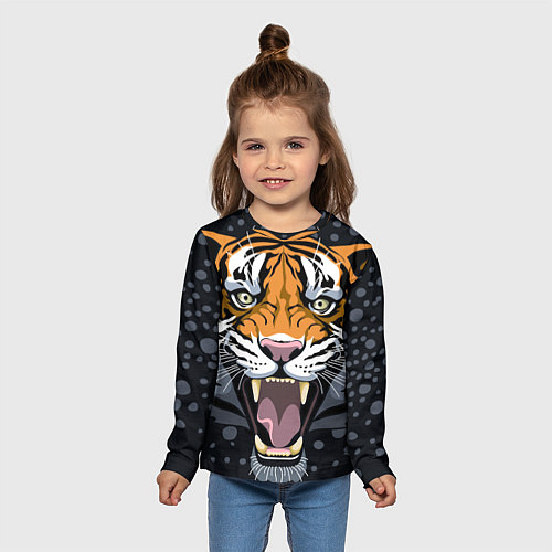 Детский лонгслив Амурский тигр в ночи / 3D-принт – фото 5