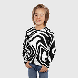 Лонгслив детский Черно-белые полосы Black and white stripes, цвет: 3D-принт — фото 2