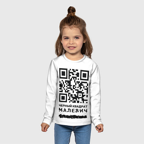 Детский лонгслив QR - Черный квадрат Малевич / 3D-принт – фото 5