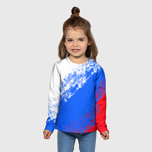 Детский лонгслив Флаг РФ триколор / 3D-принт – фото 5