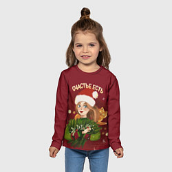 Лонгслив детский Счастье есть Новый год, цвет: 3D-принт — фото 2