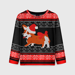 Детский лонгслив Новогодний корги Новый Год