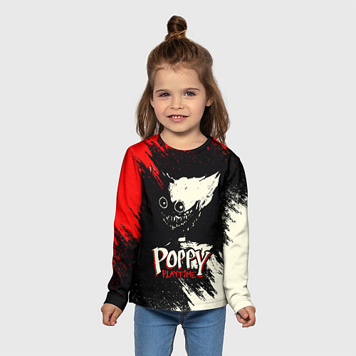 Детский лонгслив Poppy Playtime: Red & Black / 3D-принт – фото 5