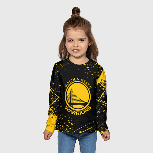 Детский лонгслив GOLDEN STATE WARRIORS? , БРЫЗГИ КРАСОК / 3D-принт – фото 5