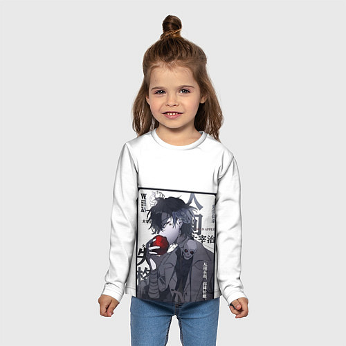 Детский лонгслив Dazai Дадзай Осаму ест яблоко / 3D-принт – фото 5