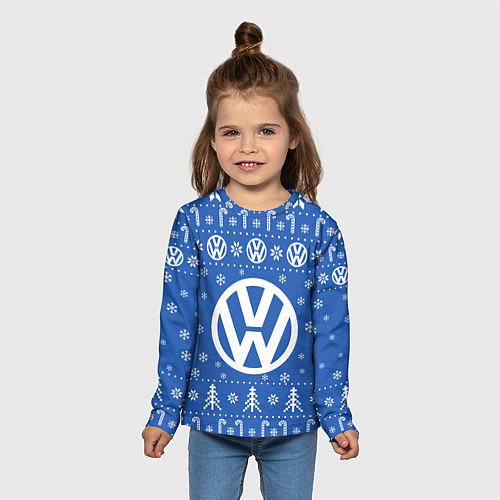 Детский лонгслив Volkswagen Новогодний / 3D-принт – фото 5