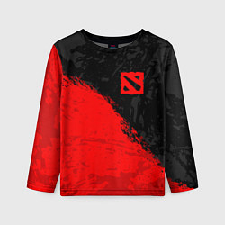 Детский лонгслив DOTA 2 RED LOGO, БРЫЗГИ КРАСОК