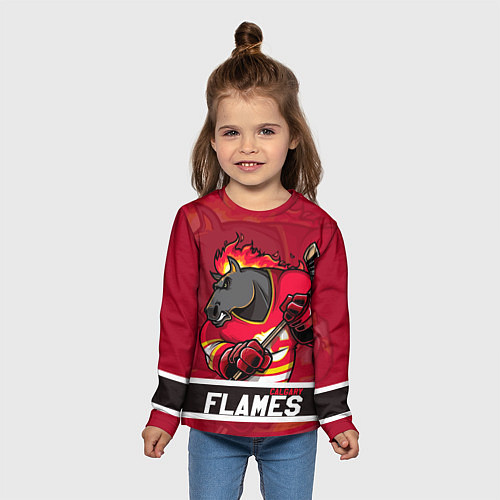 Детский лонгслив Калгари Флэймз, Calgary Flames / 3D-принт – фото 5