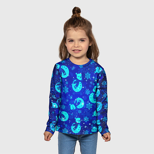 Детский лонгслив Заморозки Снеговики во льдах / 3D-принт – фото 5