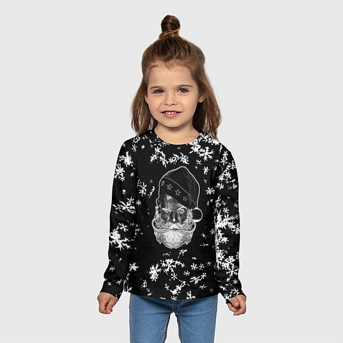 Детский лонгслив Черный Дед мороз / 3D-принт – фото 5