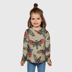 Лонгслив детский Мотыльки-черепа, цвет: 3D-принт — фото 2