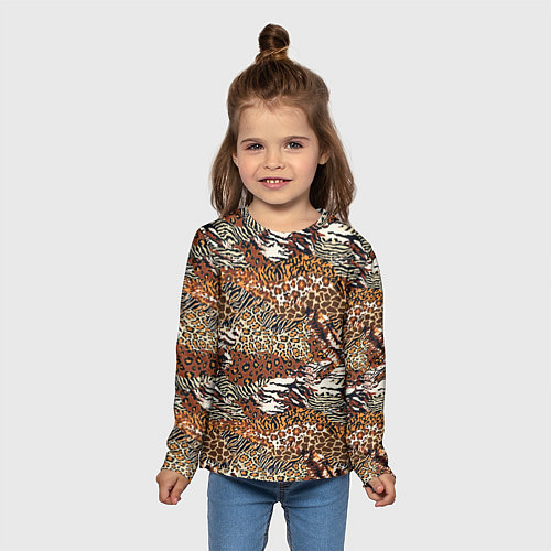 Детский лонгслив Шкуры Диких Животных / 3D-принт – фото 5