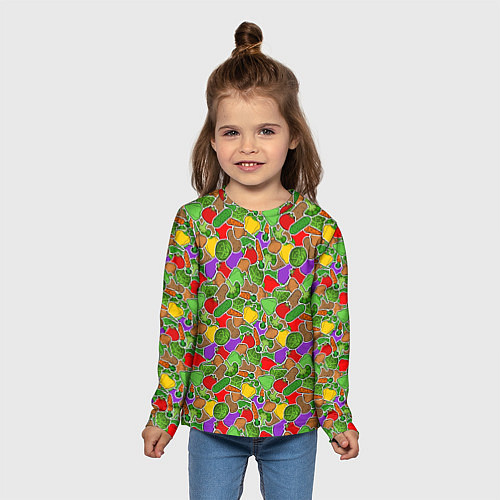 Детский лонгслив Овощи ЗОЖ / 3D-принт – фото 5