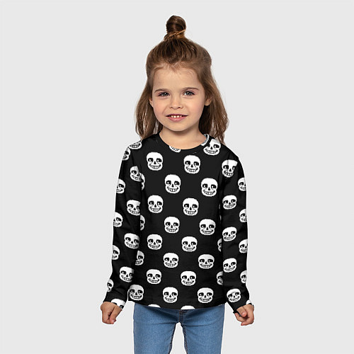 Детский лонгслив UNDERTALE SANS SKULL FACE PATTERN УЗОР / 3D-принт – фото 5