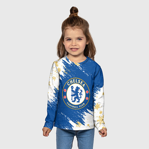 Детский лонгслив НОВОГОДНИЙ ЧЕЛСИ, CHELSEA НОВЫЙ ГОД / 3D-принт – фото 5