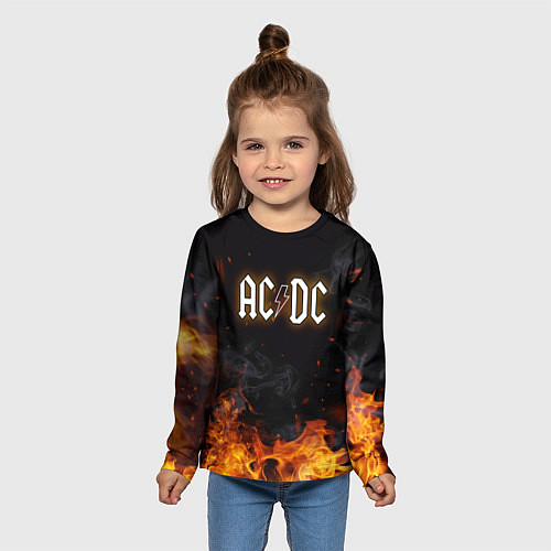Детский лонгслив ACDC - Fire / 3D-принт – фото 5