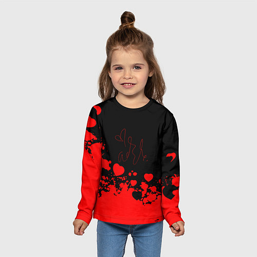 Детский лонгслив Adele Сердечки Автограф / 3D-принт – фото 5