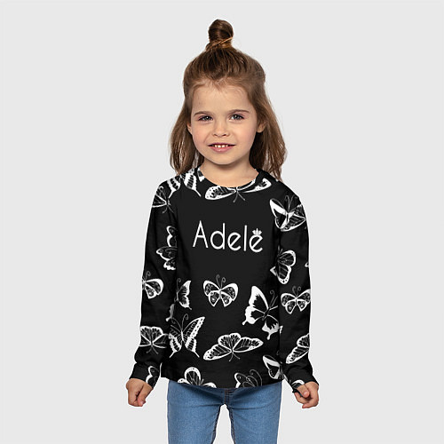 Детский лонгслив Адель летящие бабочки / 3D-принт – фото 5