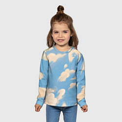 Лонгслив детский Рисунок голубого неба с облаками маслом, цвет: 3D-принт — фото 2