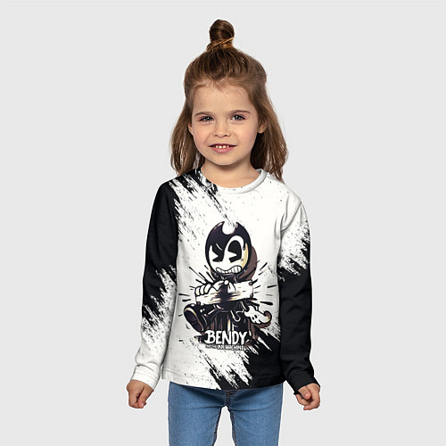Детский лонгслив Bendy And The Ink Machine Бенди прибит доской / 3D-принт – фото 5