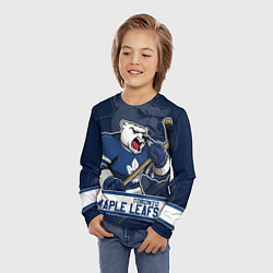 Лонгслив детский Торонто Мейпл Лифс, Toronto Maple Leafs Маскот, цвет: 3D-принт — фото 2