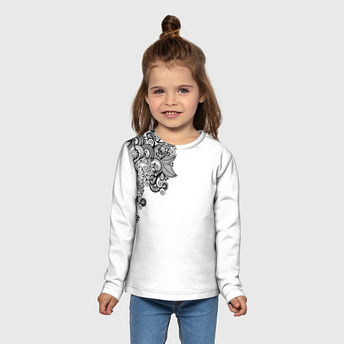 Детский лонгслив Черно Белые КруЖева / 3D-принт – фото 5