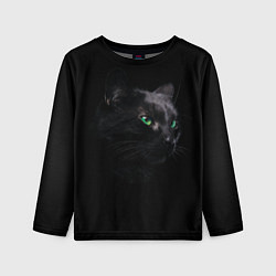 Лонгслив детский Черна кошка с изумрудными глазами, цвет: 3D-принт