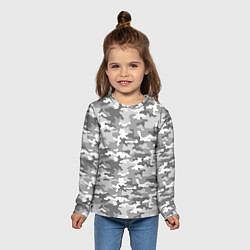 Лонгслив детский Серый Военный Камуфляж, цвет: 3D-принт — фото 2
