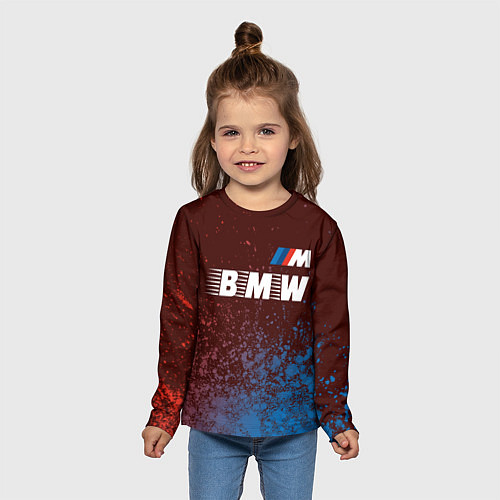 Детский лонгслив БМВ BMW - Краски / 3D-принт – фото 5